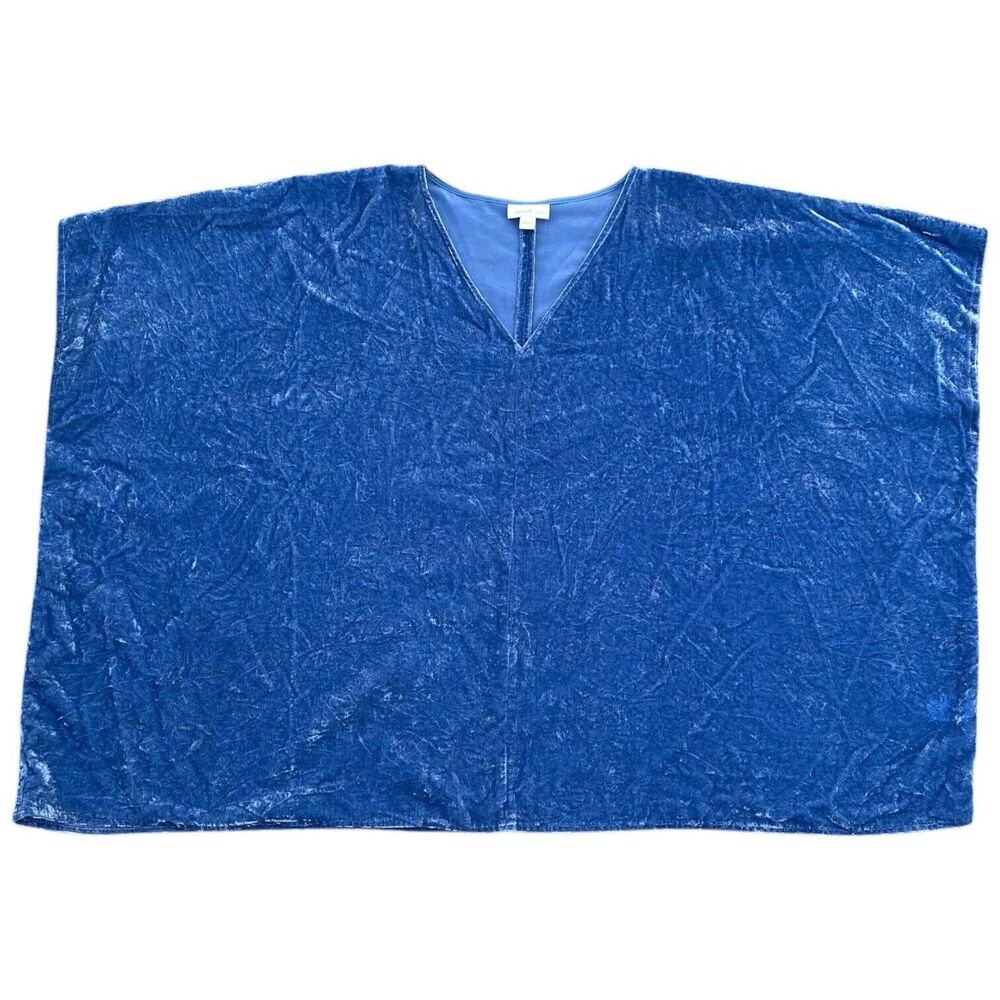 Pure Jill Oversized Sky Blue Crushed Velvet Boxy Lagenlook Top kimono Size L - Picture 8 of 14